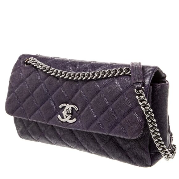 CHANEL Lady Pearly Flap Bag Purple Caviar Leather - Picture 7 of 7
